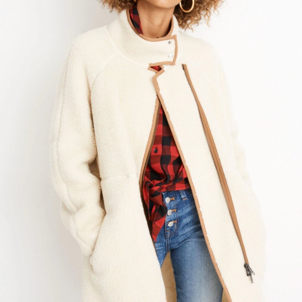 Madewell Sherpa Cocoon Coat, Size Small